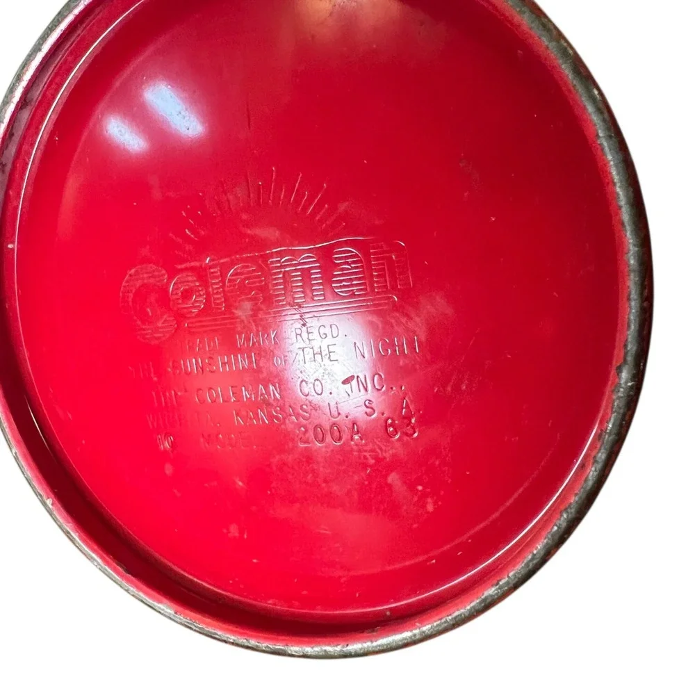 Two VTG Coleman Red 200A Lanterns Single Mantle Pyrex Globe 1962 & 1963 Made USA